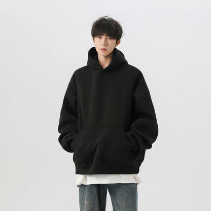 Sweat-shirt à capuche Bla Boxy pour homme, automne-hiver, surdimensionné, style américain, rigide et solide, en coton et polyester, décontracté...