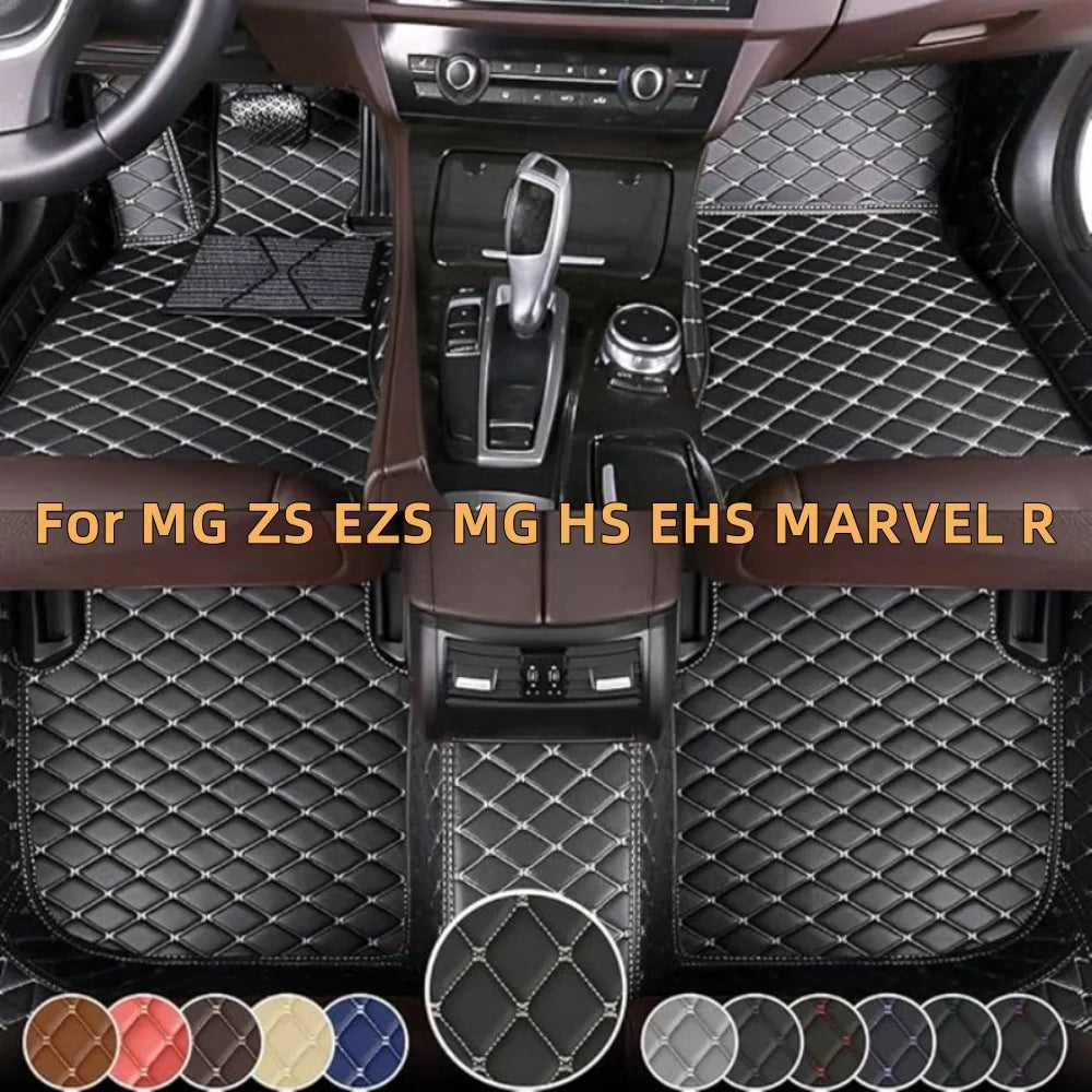 Tapis de sol de voiture personnalisés pour MG ZS EZS MG HS 2017-2023 EHS MARVEL R 2021-2023, couverture complète en cuir, doublures de sol de luxe