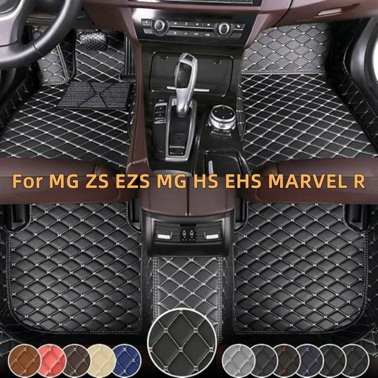 Tapis de sol de voiture personnalisés pour MG ZS EZS MG HS 2017-2023 EHS MARVEL R 2021-2023, couverture complète en cuir, doublures de sol de luxe