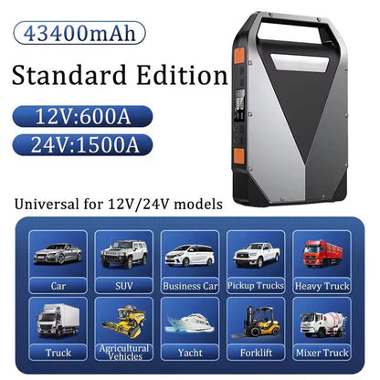 Démarreur de saut de voiture Portable haute puissance 24V, chargeur de batterie de camion et Booster de voiture, démarreur de saut de batterie externe pour voitures et camions