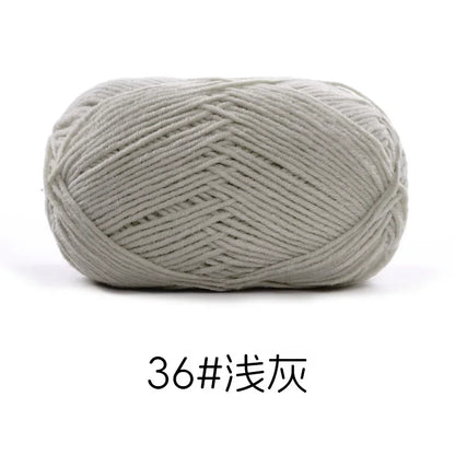 Pelote de Fil de Coton de Lait Peigné à 4 Brins, Laine Douce pour Crocheter et Tisser à la Main, 50g Chacun. 120M)