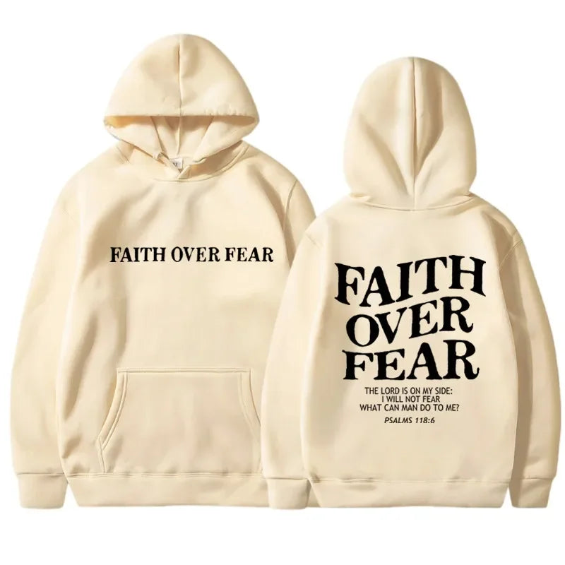 FAITH OVER FEAR sweat à capuche imprimé pour hommes femmes décontracté à manches longues sweats à capuche Hip Hop Harajuku sweat à capuche Y2k hommes hauts à capuche