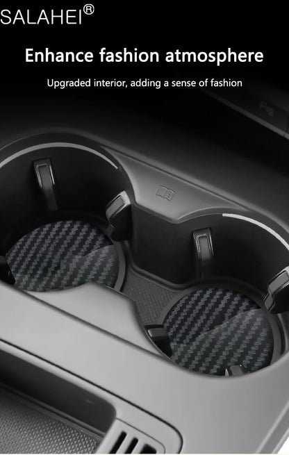 Tapis universel antidérapant pour tasse d'eau de voiture, 2 pièces, dessous de verre en Fiber de carbone pour Chery Tiggo 2 3 4 7 8 Pro T3 3X IQ A3 amulette Fulwin Arrizo