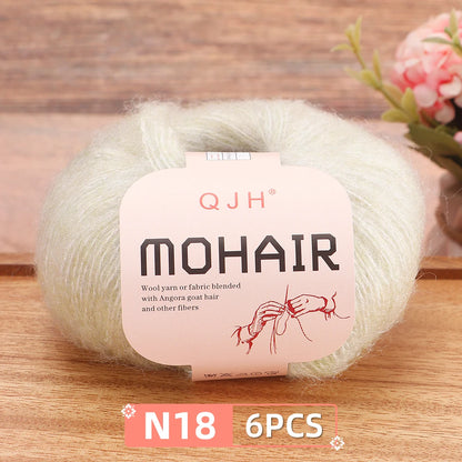 Fil Mohair doux et chaud, 6 paquets/150g, chaussettes de pull en tricot faites à la main, fil d'écharpe châle au Crochet, 60% Mohair, 40% acrylique