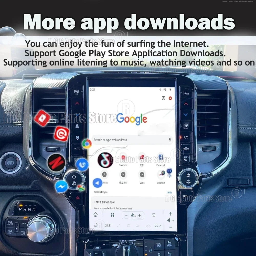 Pour Dodge Ram 2019-2024 stéréo GPS Navigation Android lecteur vidéo multimédia grand écran Qled tête Uint Auto Radio sans fil Carplay