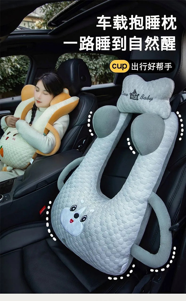 Ceinture de sécurité de voiture pour enfants, dispositif de couchage de voiture haut de gamme, oreiller de siège arrière pour les promenades longue distance, oreiller fixe pour bébé