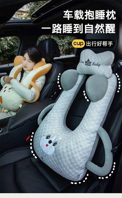 Ceinture de sécurité de voiture pour enfants, dispositif de couchage de voiture haut de gamme, oreiller de siège arrière pour les promenades longue distance, oreiller fixe pour bébé