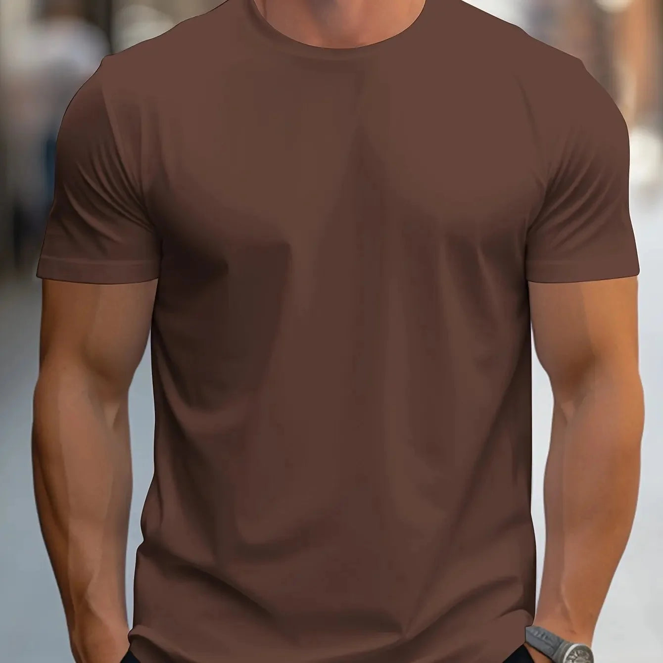 T-Shirt à manches courtes et col rond, couleur unie, à la mode, haut ajusté pour hommes et femmes, en Fiber de Polyester, longueur courte