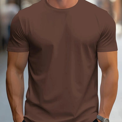 T-Shirt à manches courtes et col rond, couleur unie, à la mode, haut ajusté pour hommes et femmes, en Fiber de Polyester, longueur courte