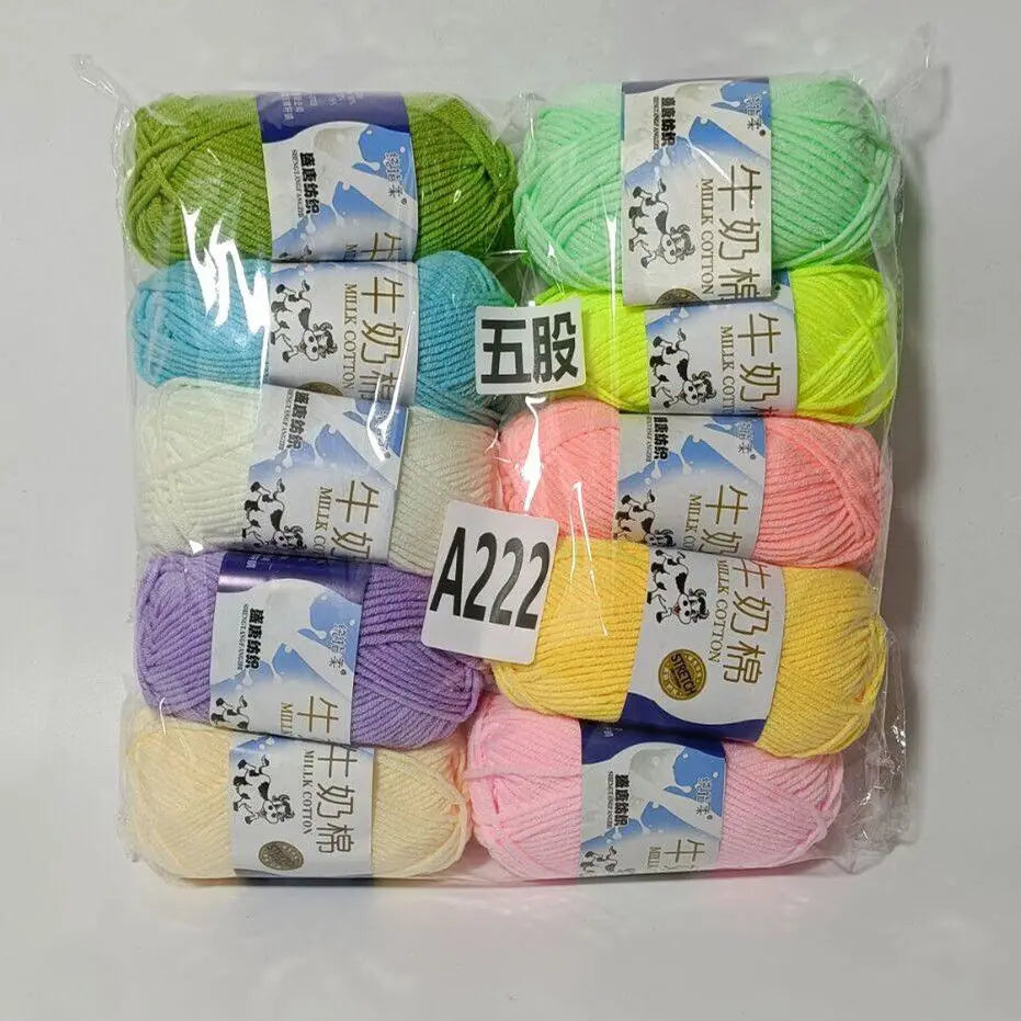 Fil de coton au lait de couleurs mélangées, 10 pièces, 500g, 5 plis, ensemble de fils au Crochet doux, fleurs tricotées à la main, fils peignés artisanaux au Crochet
