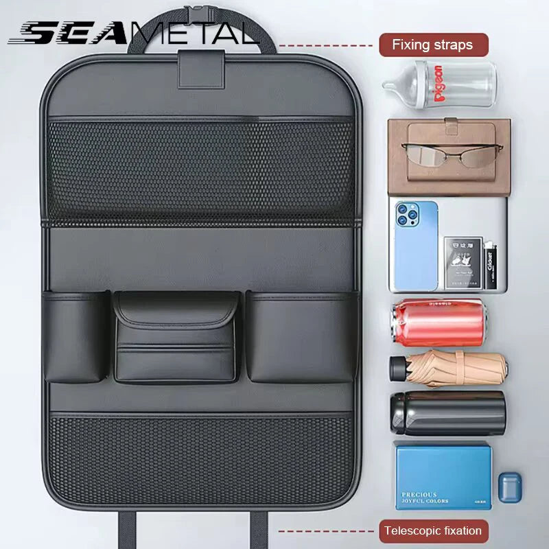SEAMETAL – organisateur de dossier de siège de voiture, sac de rangement de siège arrière de voiture avec plateau de Table pliable, support de tablette, boîte à mouchoirs, accessoires de voiture