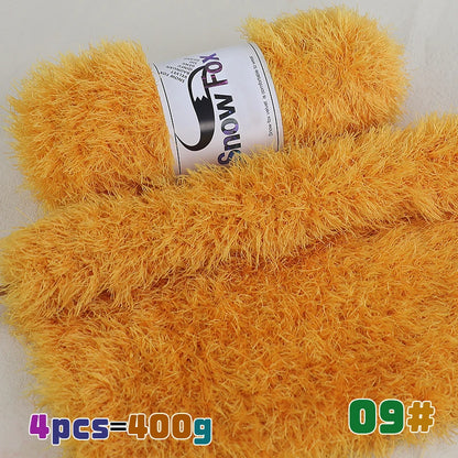 Fil de fausse fourrure 400g, fil de plumes, fil de cils, fil épais pour tricoter à la main, adapté au tricot de grands manteaux, pyjamas, foulards, chapeaux, châles, gilets