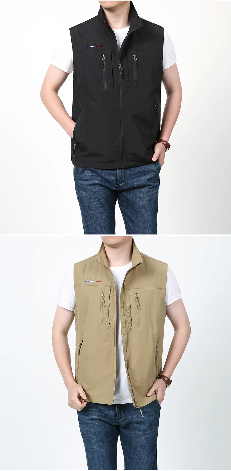 Grande taille hommes été en plein air randonnée gilet tactique multi-poches léger coque souple utilitaire voyage Safari Cargo gilet hommes