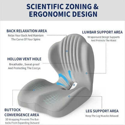 Coussin ergonomique pour le coccyx en mousse à mémoire de forme, soulagement de la douleur sciatique, correction de la posture, pour la maison, le bureau, la voiture, le fauteuil roulant