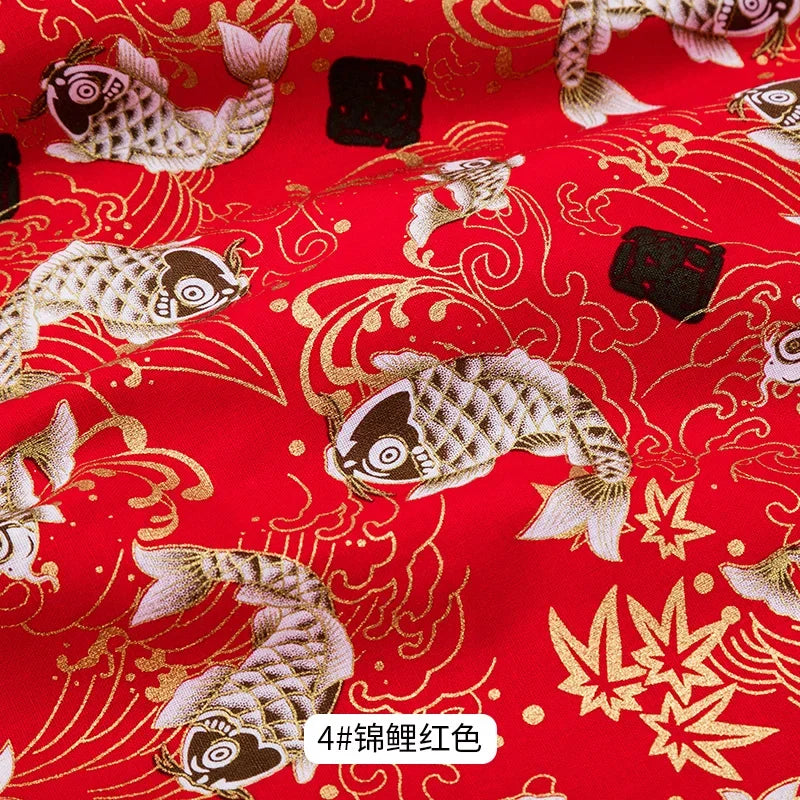 Tissu bronzé Kimono japonais 50x145cm, tissu en coton imprimé fleurs de cerisier Sushi, matériaux de bricolage, accessoires de Patchwork pour la couture