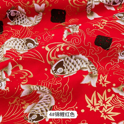 Tissu bronzé Kimono japonais 50x145cm, tissu en coton imprimé fleurs de cerisier Sushi, matériaux de bricolage, accessoires de Patchwork pour la couture