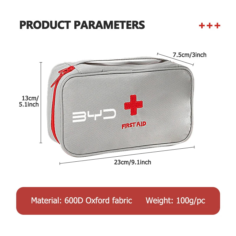 Sac de rangement de médicaments de premiers secours, Kit médical de voyage à domicile en plein air pour BYD M6 G3 G5 T3 F3 F0 S6 S7 E5 E6 L3 Tang Yuan
