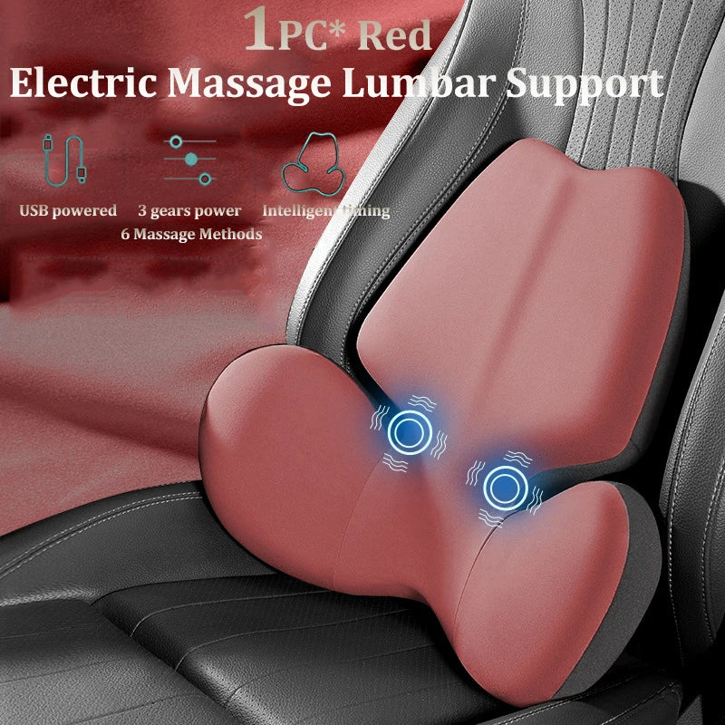 Coussin de dossier électrique pour siège de voiture, massage, sauna, soutien lombaire, vibration de la taille, oreiller cervical, accessoires intérieurs