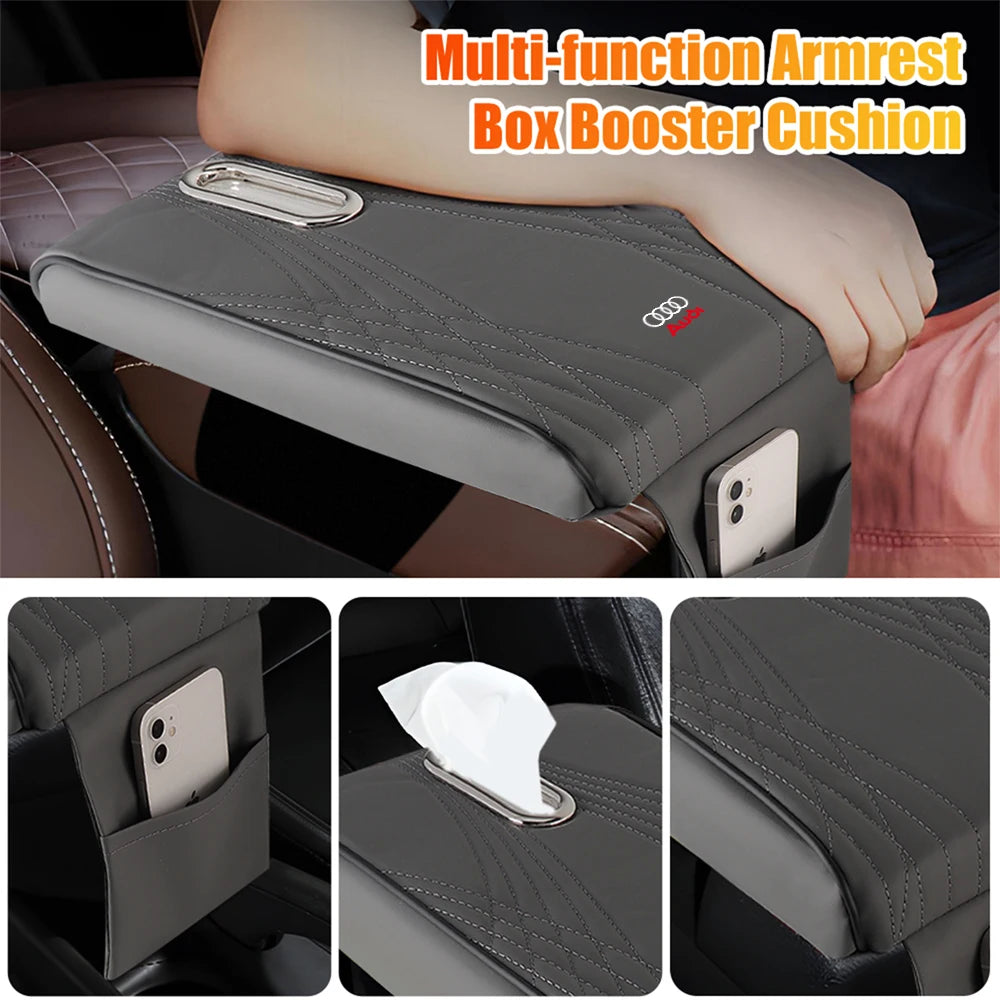 Boîte d'accoudoir de voiture en cuir, 1 pièce, housse de coussin de Protection avec sac de rangement pour Audi Sline A3 8P 8L 8V A4 B8 B6 B7 B9 A6