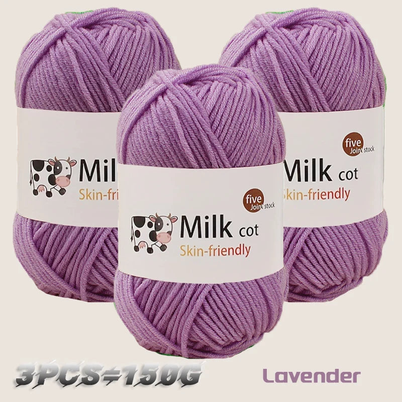 Boule de fil de lait faite à la main, aldéhyde moyen, fil de tissage bricolage, pulls à tricoter, chapeaux, écharpes et autres vêtements, 150g