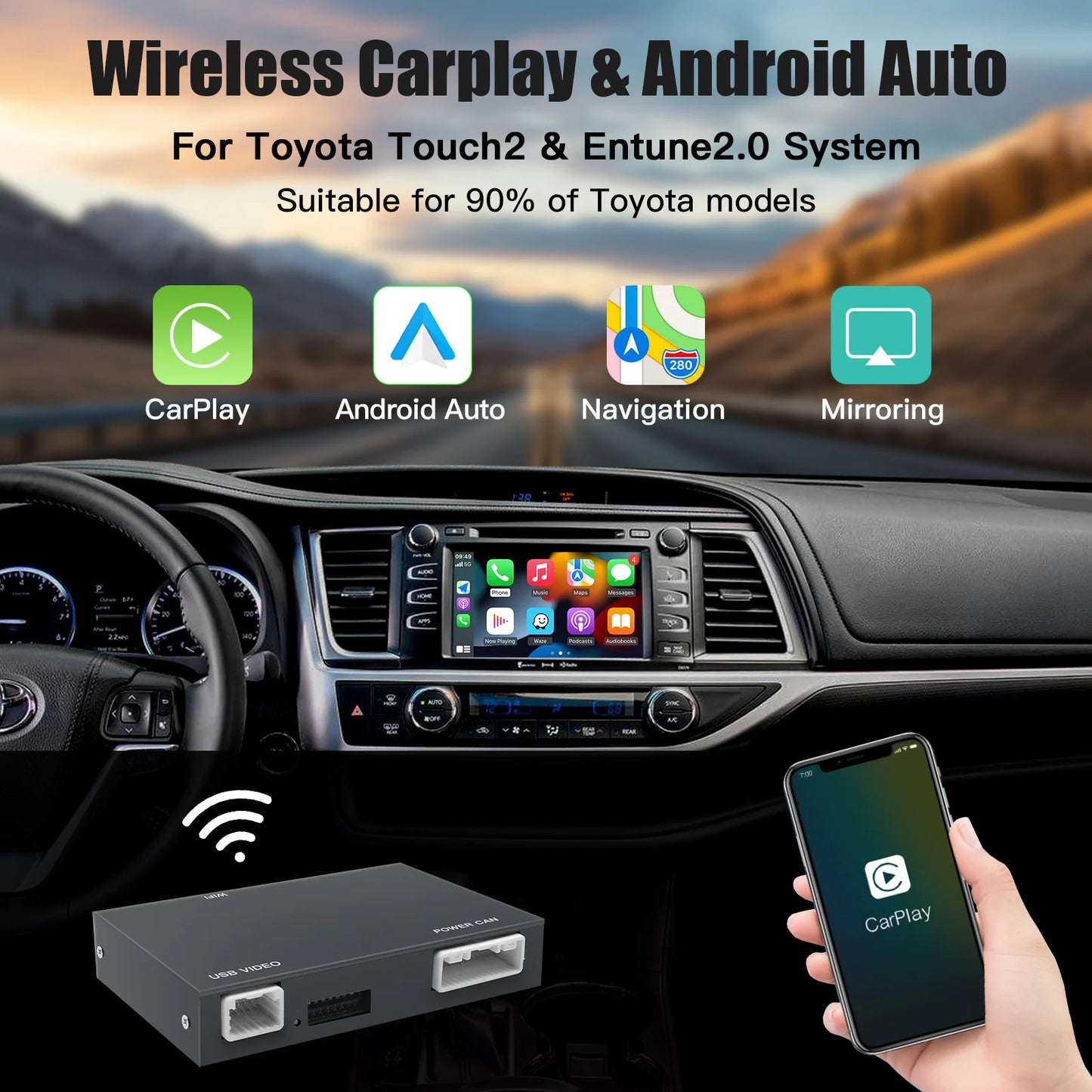 2026 nouveau module Carplay Android Auto sans fil pour TOYOTA CHR Corolla Camry Auris prius RAV4 Avensis Highlander décodeur de jeu de voiture