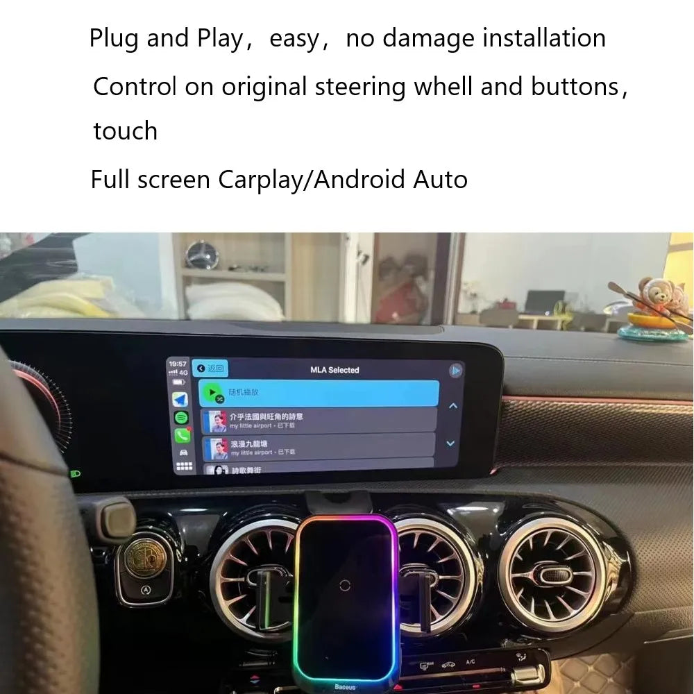 IMAuto – Interface Apple CarPlay sans fil, Android Auto, plein écran pour Mercedes Benz A W177 GLA CLA GLB MBUX NTG6.0, avec tactile
