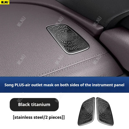 Pour BYD Song PLUS 2025 (Seal U dm i/Sealion 6) accessoires 2024/2023 couvercle anti-poussière de ventilation en métal, titane noir, conception creuse résistante