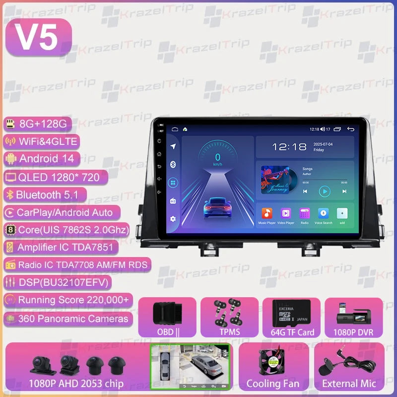 Autoradio Android 9 pouces pour KIA Morning 3 Picanto 2016 2017 2018 2019 2020 - 2023, GPS stéréo Carplay Autoradio DAB WIFI DSP RDS