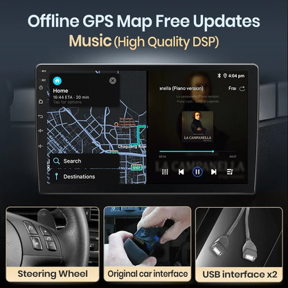Junsun CarPlay sans fil pour Apple Auto autoradio stéréo pour Peugeot 107 Toyota Aygo citroën 2005-2014 GPS écran tactile multimédia