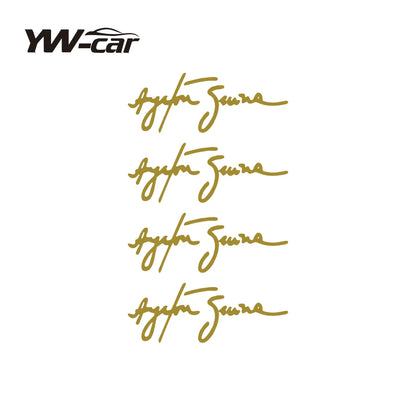 Autocollants de personnalité Ayrton Senna Signature pour voiture, accessoires de couverture de moto, rayures imperméables en PVC 11cm x 4cm, 4 pièces/lot