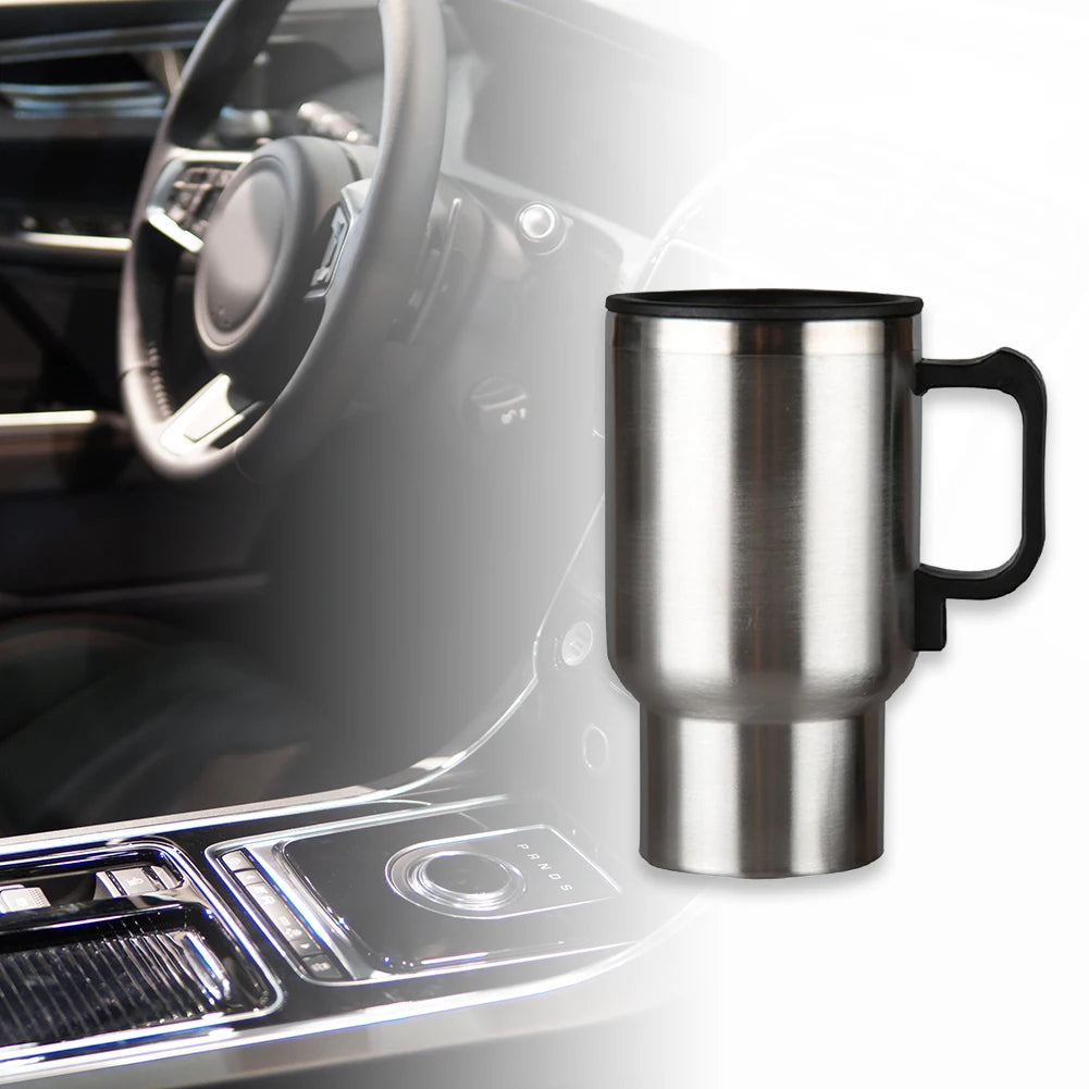 Tasse chauffante pour voiture de 450ml, bouilloire électrique de voyage en acier inoxydable, tasse chauffante pour voiture 12V pour chauffer l'eau, café, lait, thé