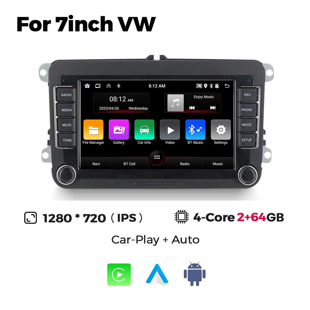 MEKEDE Android Autoradio pour Volkswagen Passat b6 b7 golf 5 6 Polo Jetta Skoda Autoradio multimédia PlayerGPS WiFi RDS Carplay