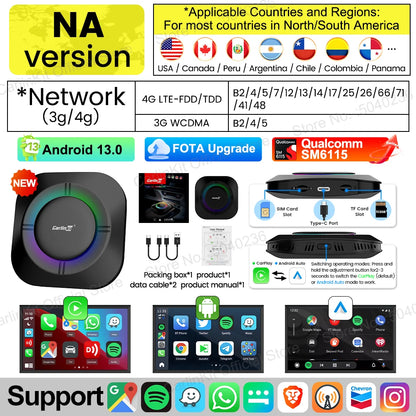 CarlinKit-Smart CarPlay Ai Box, Android 13, prend en charge Netflix, écran partagé prometteur, sans fil, Auto et CarPlay, Smart TV Box, 2026