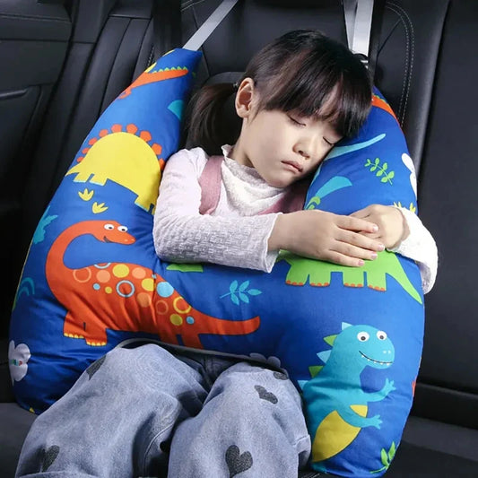 Soutien-tête mignon motif animal pour enfants, coussin oreiller de voyage en forme de U pour siège de voiture, oreiller cervical de sécurité pour enfants