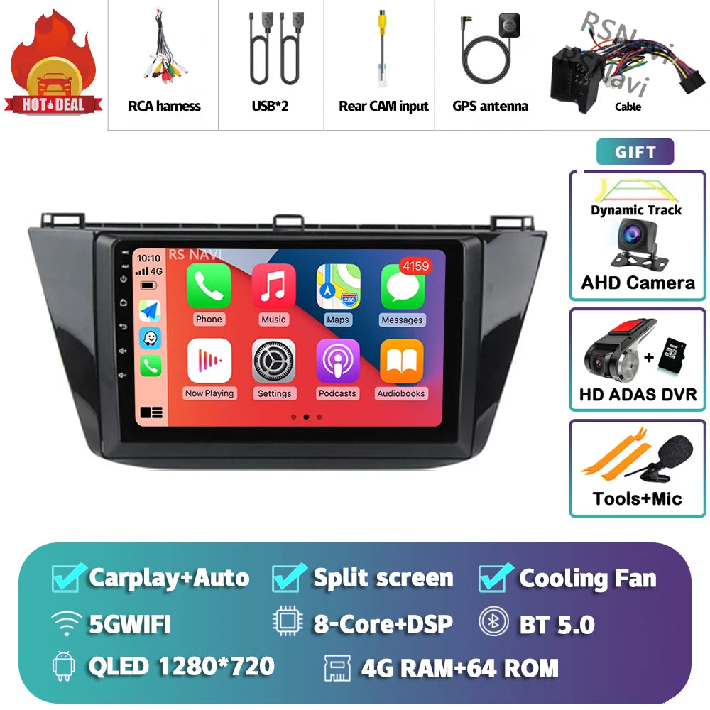 Android 15 Carplay Auto 2K écran autoradio lecteur multimédia pour Volkswagen Tiguan 2 Mk 2016 2017-2019 2 din Autoradio stéréo