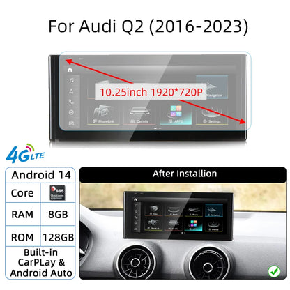 Android 14 Auto Radio CarPlay pour Audi A1 Q2 2010-2023 GPS voiture lecteur multimédia Navi stéréo DSP WIFI SIM BT IPS écran tactile