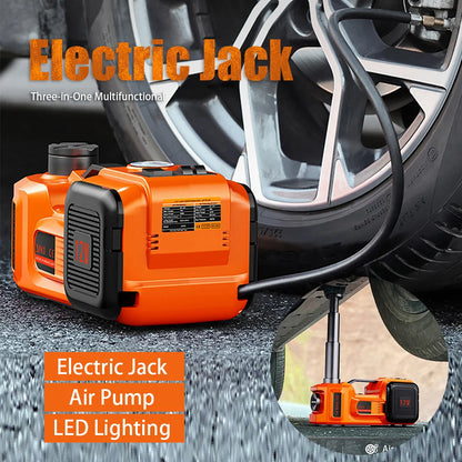 Cric hydraulique de voiture électrique DC12V 5T, avec pompe gonflable intégrée, lumière LED, cric de voiture pour SUV MPV, camion, changement de pneu