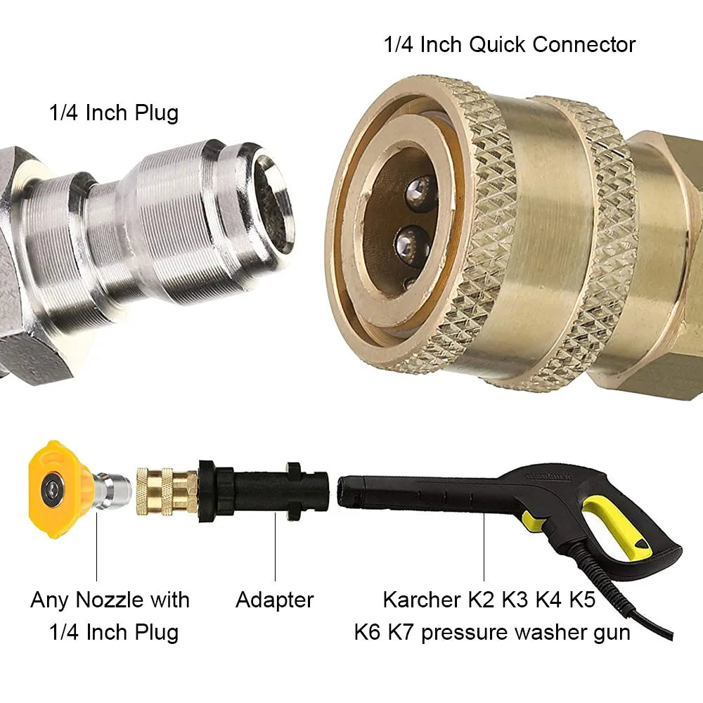 Nettoyeur de surface sous châssis de 24 pouces pour nettoyeur haute pression, balai à eau pour lavage de châssis de voiture, connecteur rapide 1/4 pouce, compatible Karcher Sun Joe
