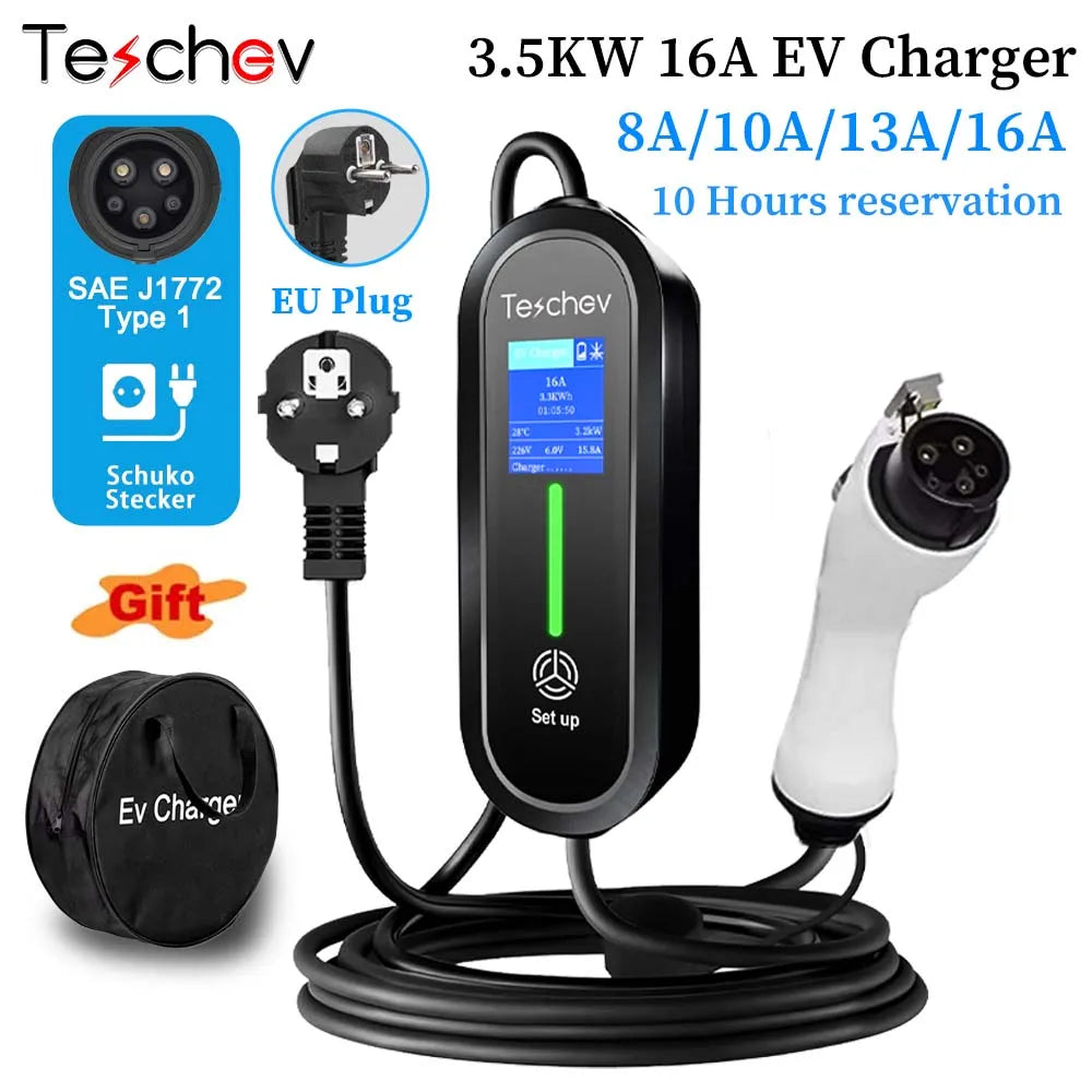 Chargeur EV Portable Type2 IEC 62196 / GB/T, connecteur 3,5 kw 16a, 1 Phase, Station de charge murale pour véhicule électrique