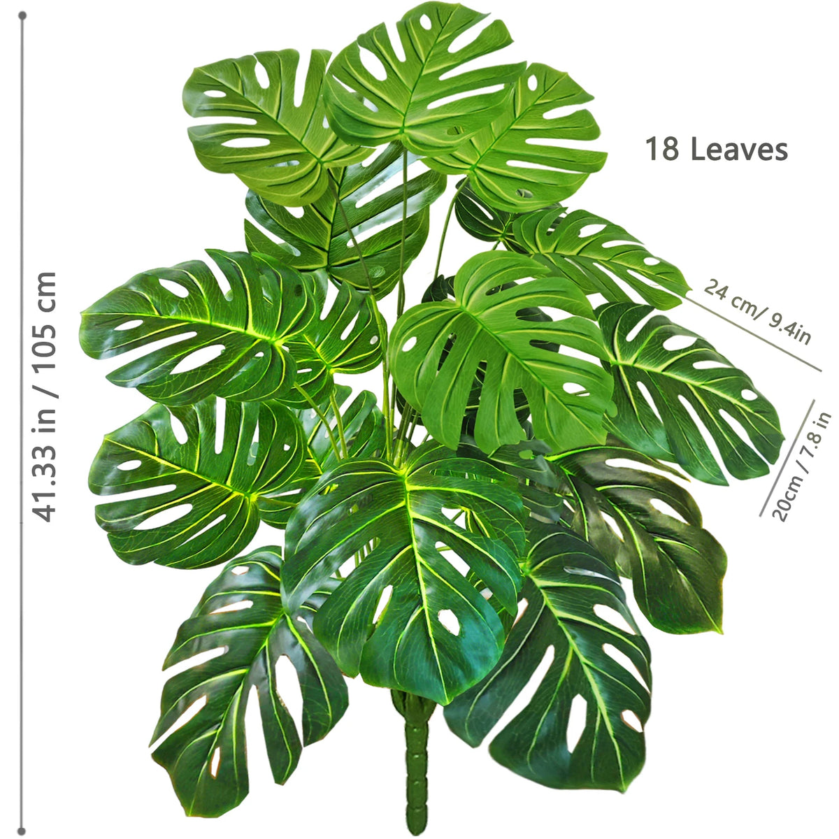 ورقة Monstera اصطناعية بلاستيكية، نبات مزيف للزينة بوعاء، مناسبة لديكور المنزل، 60-100 سم