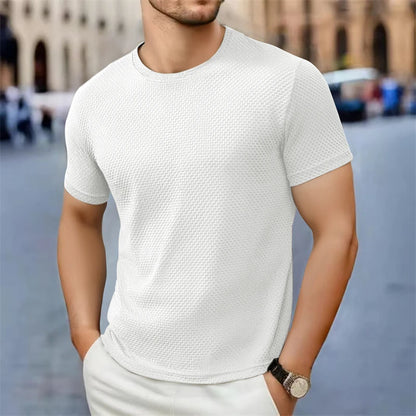 تي شيرت رجالي بأكمام قصيرة، كاجوال، بتصميم عظم الزهرة الجديد، لون سادة، ياقة دائرية، عصري، مسامي، مريح، قميص صيفي متعدد الاستخدامات، 2025