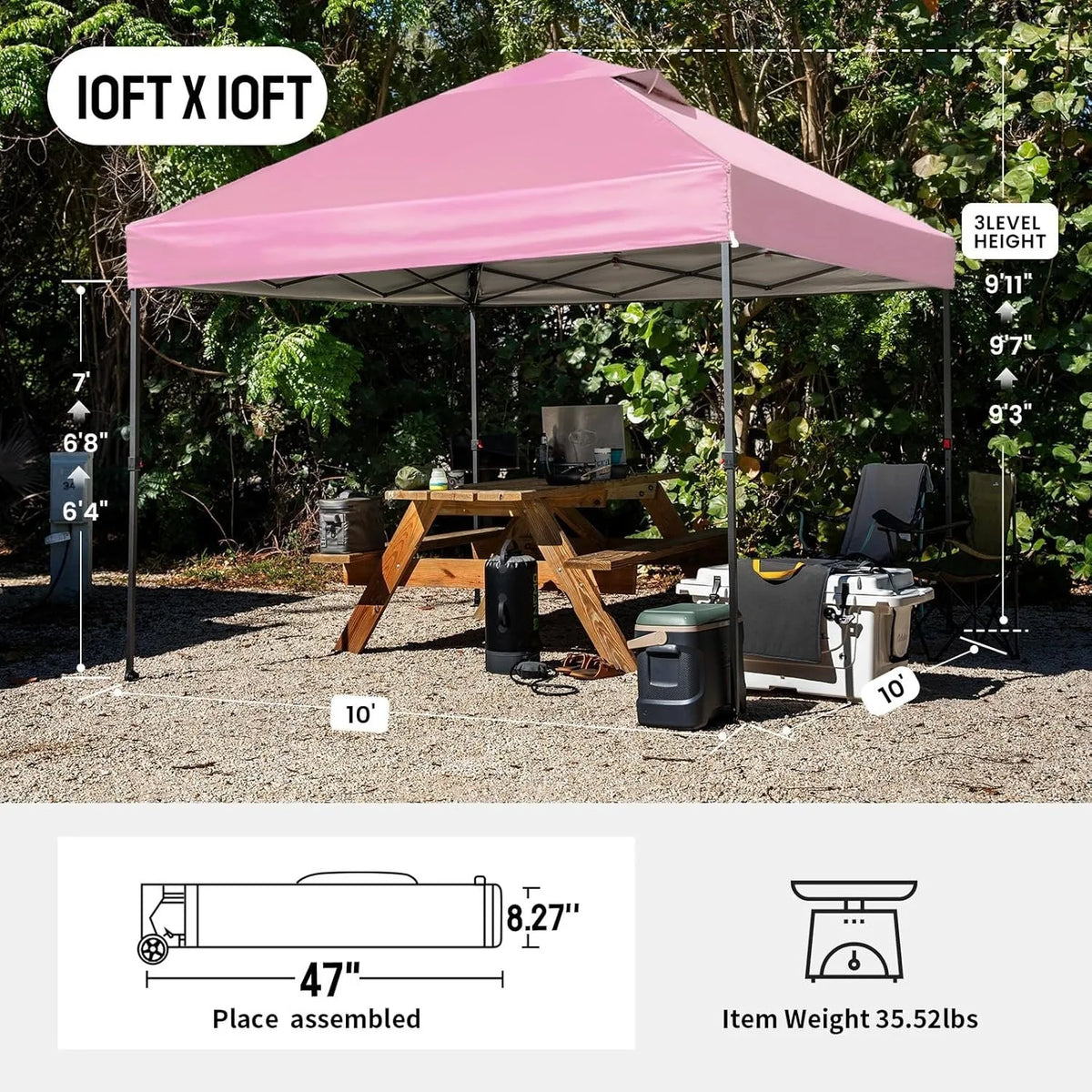 Tente Pop-Up 10x10 - Tente de plage instantanée à verrouillage central breveté, avec sac STO-N-Go et 8 piquets, personnalisable