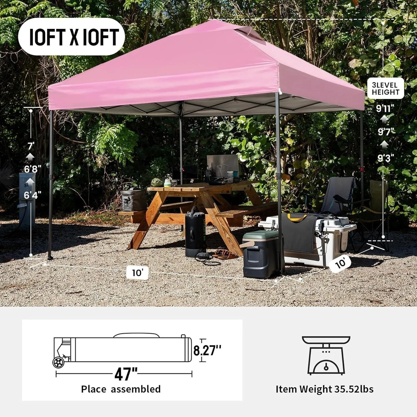 Tente Pop-Up 10x10 - Tente de plage instantanée à verrouillage central breveté, avec sac STO-N-Go et 8 piquets, personnalisable