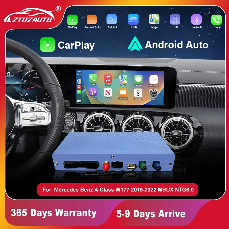 2025 sans fil CarPlay Android Auto pour Mercedes Benz classe A W177 2019-2022 MBUX NTG6.0 10.25 OEM écran miroir lien Airplay