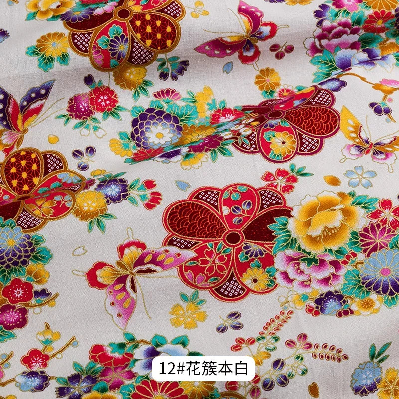 Tissu bronzé Kimono japonais 50x145cm, tissu en coton imprimé fleurs de cerisier Sushi, matériaux de bricolage, accessoires de Patchwork pour la couture