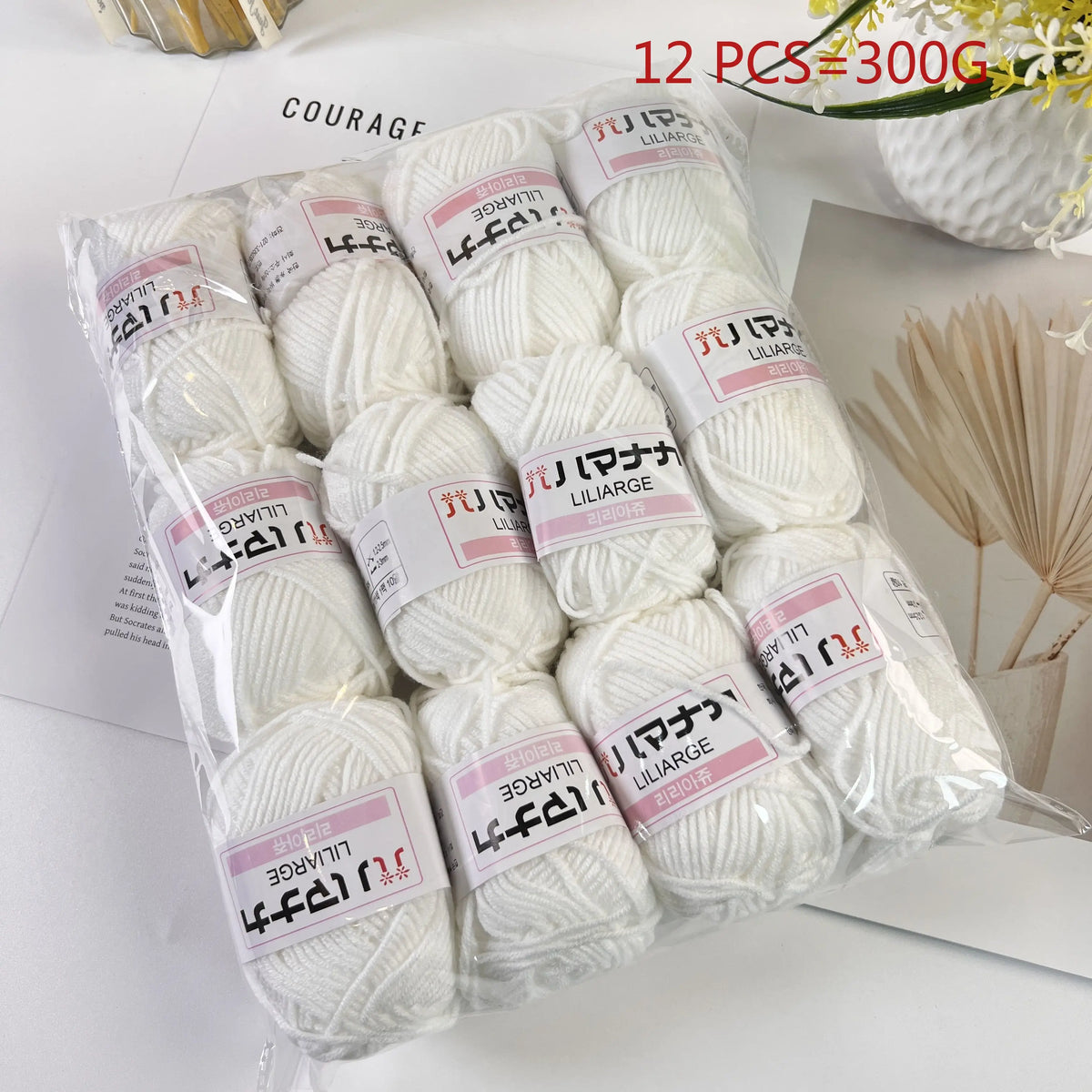 12 pièces 300g fil de lait fait à la main grossier bricolage tissage boule de fil pour pull chapeau écharpe et autres vêtements doux Crochet fil à tricoter