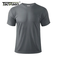 TACVASEN UPF 50 + UV chemise hommes col rond manches courtes basique été t-shirt style décontracté salle de sport Fitness course natation séchage rapide t-shirt hauts