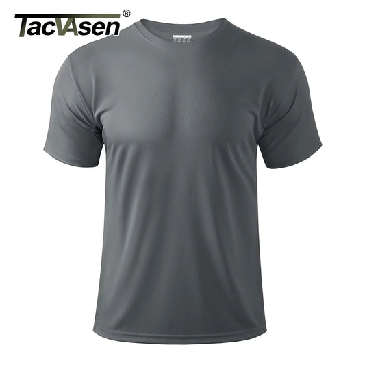 TACVASEN UPF 50 + UV chemise hommes col rond manches courtes basique été t-shirt style décontracté salle de sport Fitness course natation séchage rapide t-shirt hauts