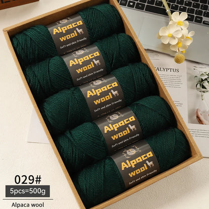 500 جرام صوف الألبكة 245 خيط سميك متعدد الألوان خريف وشتاء، هدية عصرية للرجال والنساء، مجموعة مواد حياكة للسترات الدافئة، المعاطف، الأوشحة، القبعات، القفازات، تدفئة الساق، كرات الغزل 5