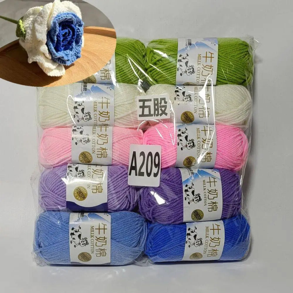 Fil de coton au lait de couleurs mélangées, 10 pièces, 500g, 5 plis, ensemble de fils au Crochet doux, fleurs tricotées à la main, fils peignés artisanaux au Crochet